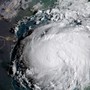 A satellite image of Hurricane Harvey in the Gulf of Mexico