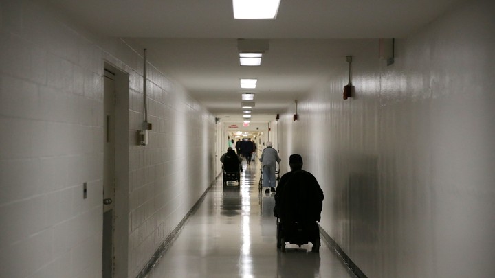 Patients in a hospital hallway