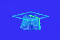 An old-school computer-generated image of a graduation cap