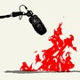 Illustration of a microphone and flames