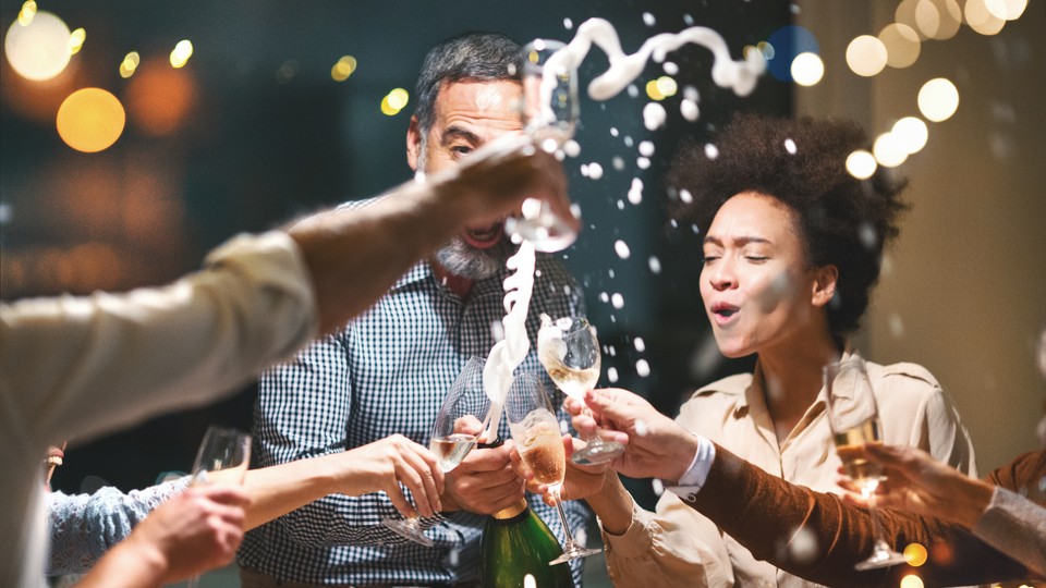 Friends toast to the new year