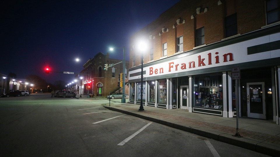 The Ben Franklin store sits empty in Winterset, Iowa.