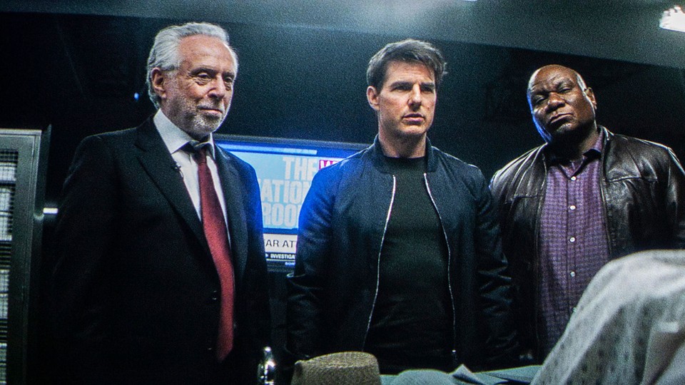 Wolf Blitzer, Tom Cruise, and Ving Rhames in 'Mission: Impossible—Fallout'