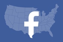 The continental United States with the Facebook logo superimposed