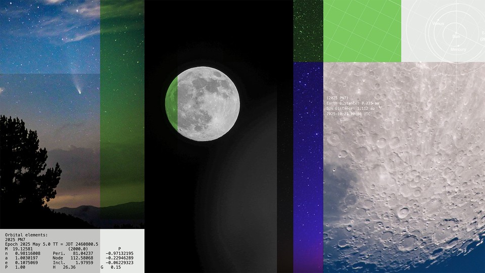 a blocky illustration featuring the moon