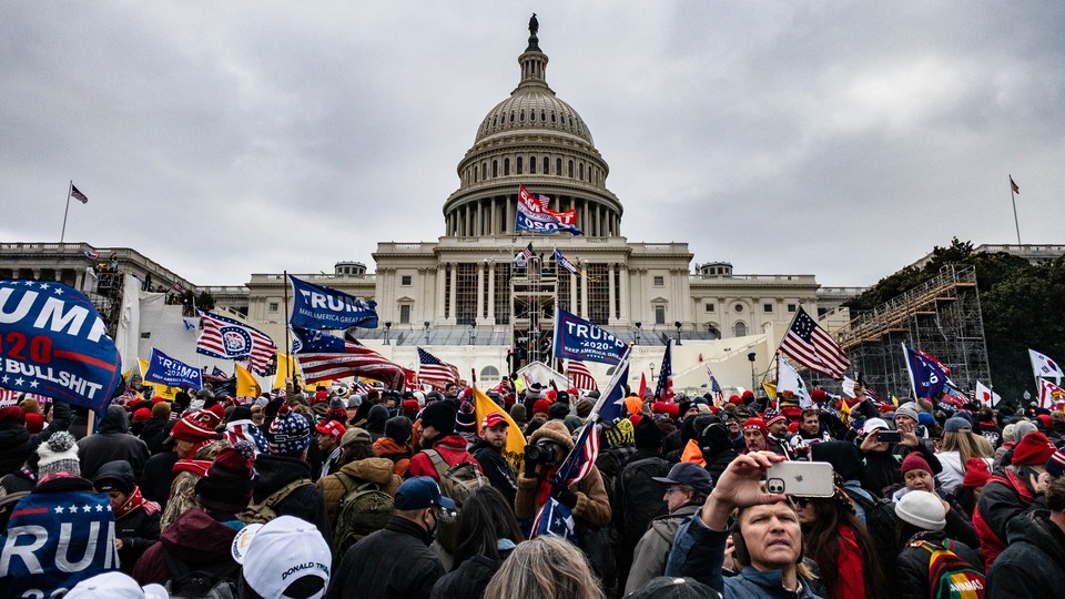 Crowds of Trump supporters outside the Capitol on January 6, 2021.