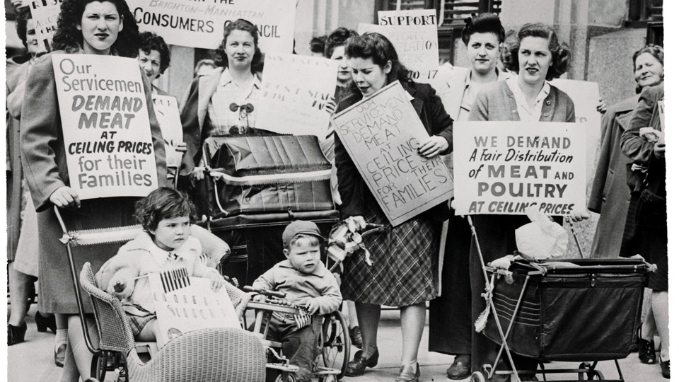 Women in New York protest meat prices in 1945.