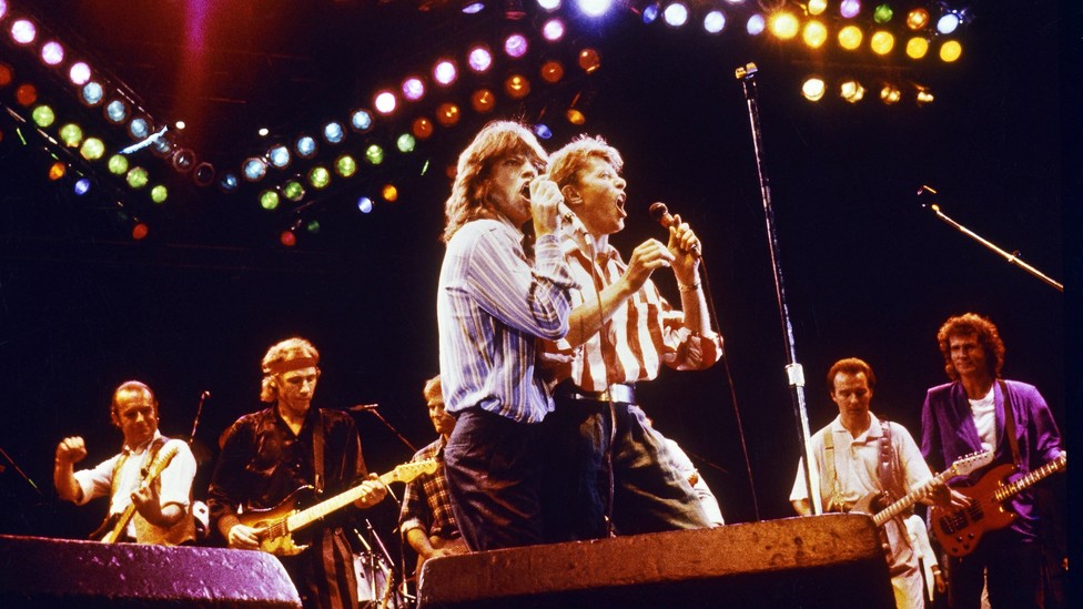 Mick Jagger and David Bowie
