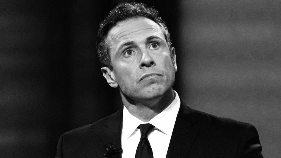 A black-and-white photo of the CNN anchor Chris Cuomo