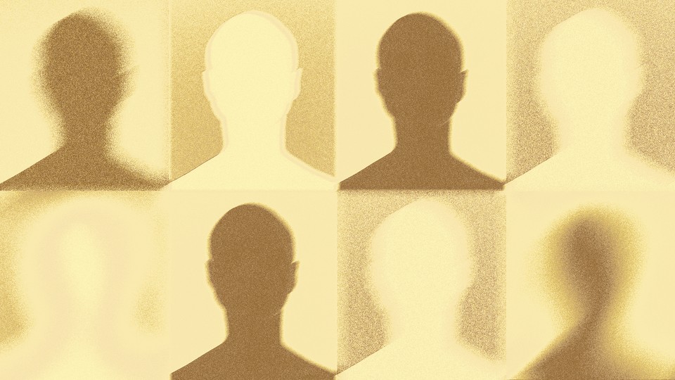 illustration of silhouetted heads, some of which are blurred out