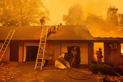 A house burning in a wildfire