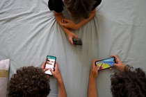 Teens on their phones