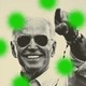 Illustration of Joe Biden and fuzzy green dots