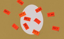 An illustration of an egg with price tags on top