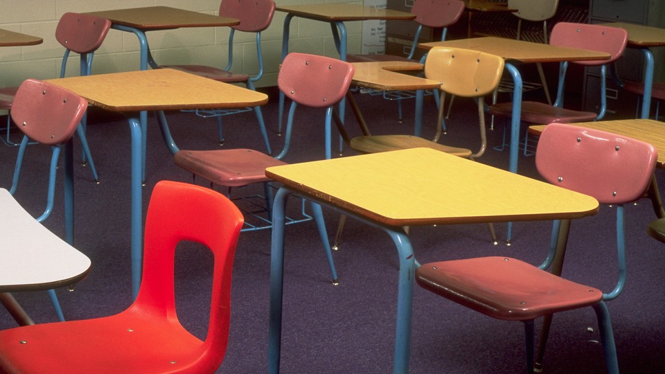 Classroom chairs with attached desks
