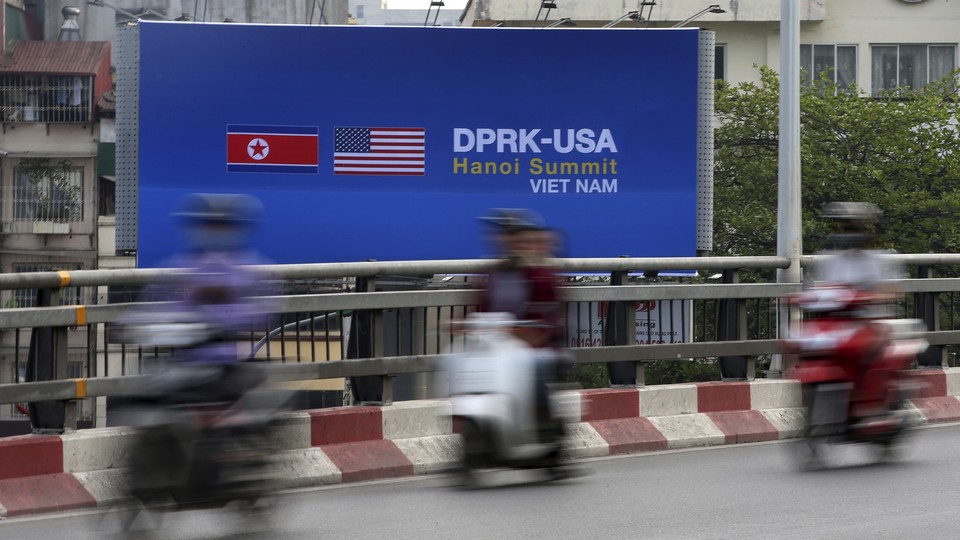 A billboard in Hanoi ahead of the Trump-Kim summit scheduled to take place in the Vietnamese city