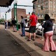 People waiting in line to file for unemployment in Arkansas