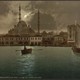 Constantinople at night, in a print from around the turn of the 20th century. The Eastern Roman Empire, based in Constantinople, endured for many centuries after the fall of the Western Empire, in Rome.