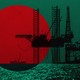 An offshore rig laid over the Bangladesh flag