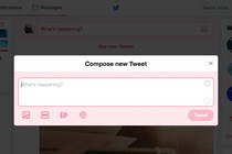 A "Compose New Tweet" pop-up on the Twitter interface