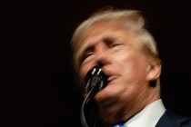 Blurred photograph of Donald Trump's face