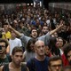 A man shouts slogans during a regional strike called by pro-independence parties and unions in Barcelona, Spain on October 3, 2017.