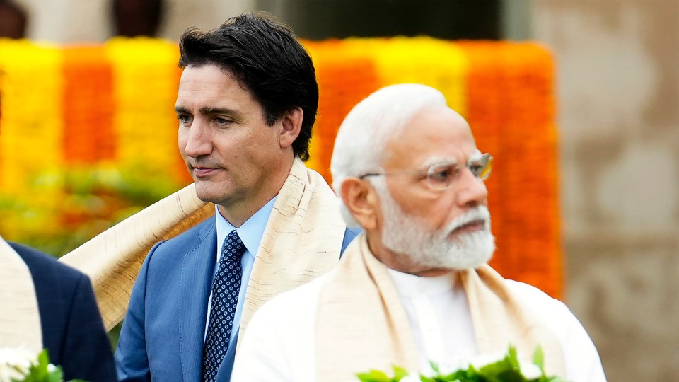 A photo of Trudeau and Modi.