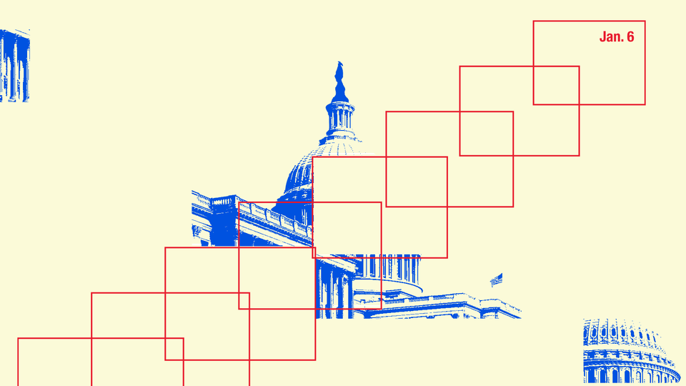 An illustration of boxes and the U.S. Capitol.