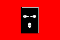 Illustration of a book cover wearing a bandit's mask