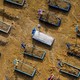 An aerial view of hundreds of graves