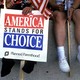 An abortion-rights sign reading "America Stands for Choice"