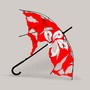 Illustration of a tattered umbrella with Hong Kong flag.