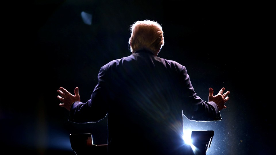 Donald Trump, seen from behind