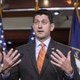 House Speaker Paul Ryan addresses reporters at a press conference. 