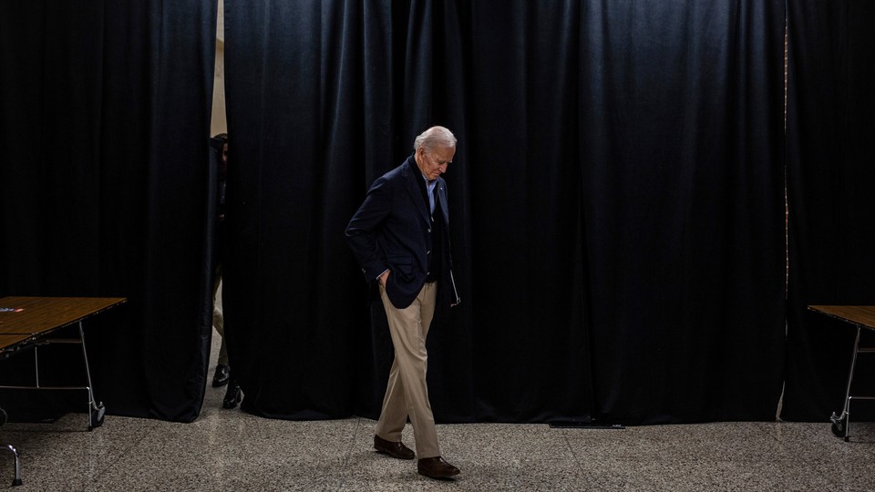 Photo of Joe Biden looking downward
