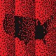 A black map of the US against a red background with scattered dots in columns breaking it up