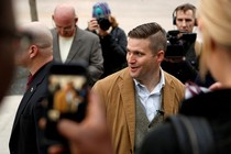 Richard Spencer of the National Policy Institute arrives on campus to speak at an event not sanctioned by the school, at Texas A&M University in College Station on December 6.