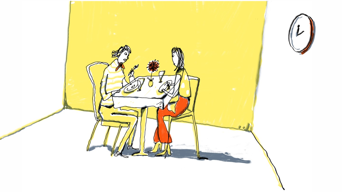 illustration woman dining