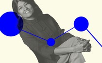 Sampriti Ganguli with blue circles and lines around her