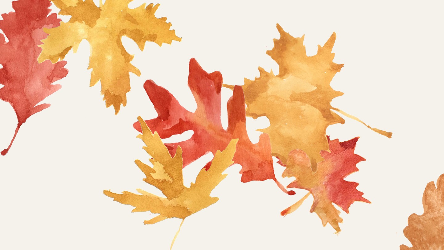Watercolor leaves in yellow and red