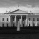 Black-and-white photograph of the White House