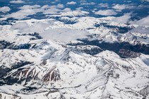 Snowy mountain tops in Colorado viewed from above