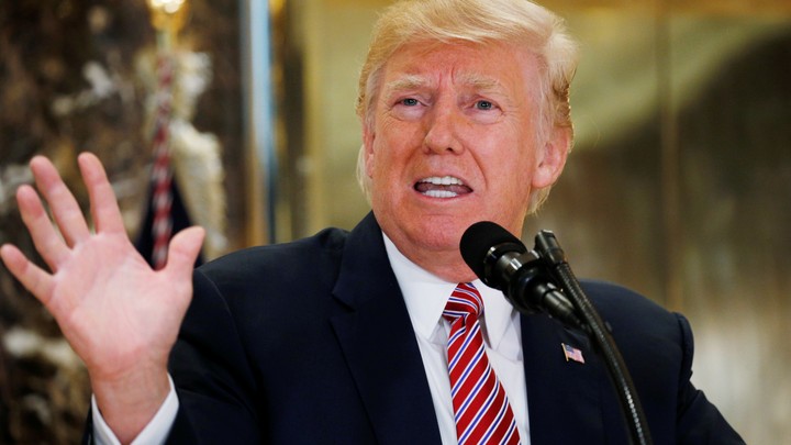 Donald Trump speaks at a press conference.