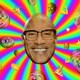 Illustration showing different facial expressions of the Rock, the background radiating colors