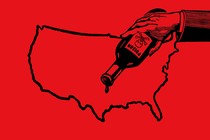 An illustration showing someone pouring poison onto the United States