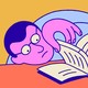 A person peeking at the end of a book