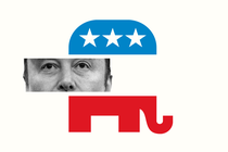 The GOP Logo, with an off-center middle panel replaced by a picture of Elon Musk