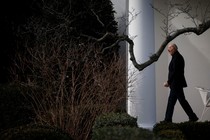 President Joe Biden exits the Oval Office before boarding Marine One