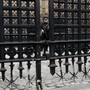 An officer stands behind Carriage Gates at the Houses of Parliament in London on March 24, 2017. 