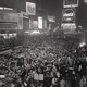 New Yorkers waiting for the Times Square New Year's Eve celebration in 1968